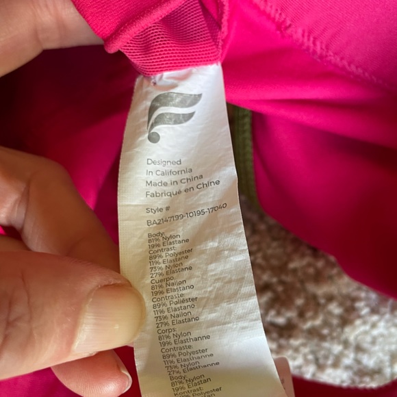 Fabletics PowerHold hot pink fuschia w/ olive sports bra - Picture 3 of 7